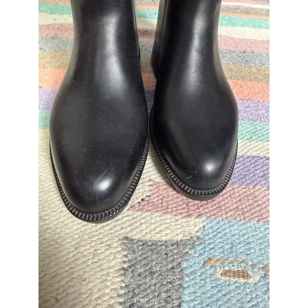 Däv Black Fleece Lined Equestrian Riding Rain Boots Size 6 Waterproof Tall Boots